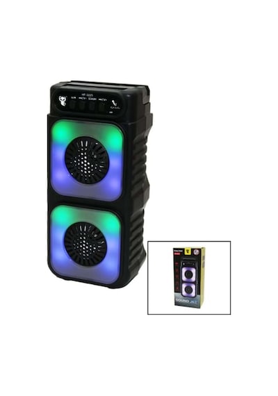 Hf-3225 Rgb Işıklı Taşınabilir Bluetooth Mikrofon Destekli Hoparlör 3x2 İnç Çift Woofer Usb Tf Destekli