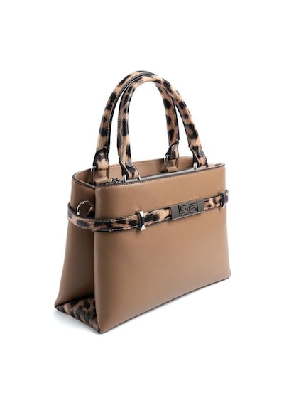 Silver Polo Sp1149 Kadın El Çantası Düz Bizon-leopar Taba