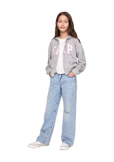 Gap Relaxed Gap Logo Fermuarlı Sweatshirt - 746744-9998 Gri