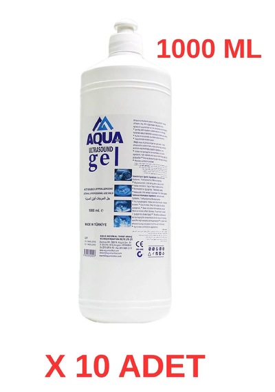 Aquamed 10 Adet Aqua Ultrason Ekg Ve Epilasyon Jeli 1000 Ml Cilt Dostu, Kokusuz, Hipoalerjenik