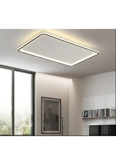 Siyah 60x40 cm Dikdörtgen 3000K Sarı Işık Led Modern Aydınlatma