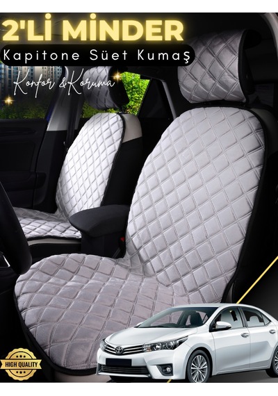 Toyota Corolla Uyumlu 2'li Süet Oto Koltuk Minderi Terletmez Universal Oto Aksesuar A7 Gri