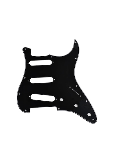 Stratocaster St Kasa Elektro Gitar Pickguard 3 Katmanlı 11 Delikli Düz Siyah