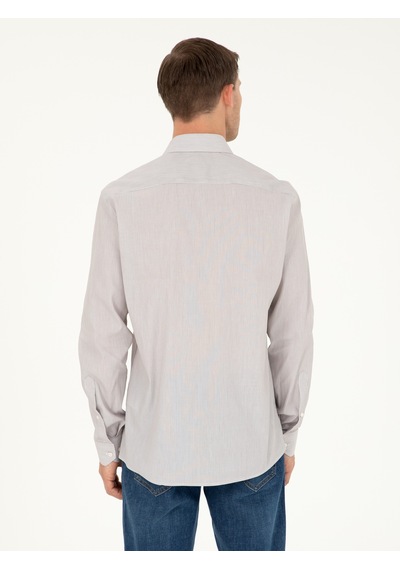 Cacharel Kahverengi Slim Fit Pamuklu Çizgili Gömlek