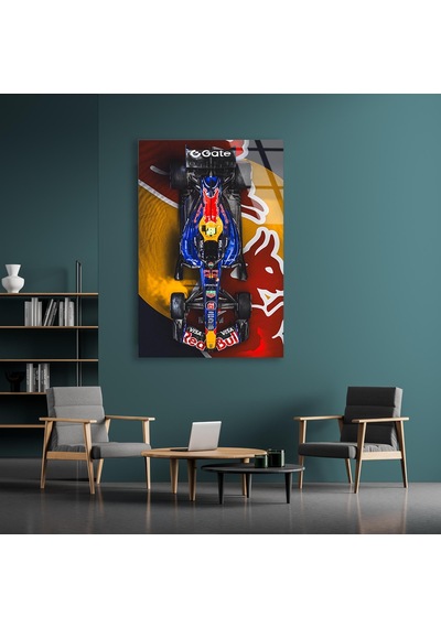 Red Bull F1 Yarış Arabası Cam Tablo Motorsport Duvar Dekoru 80x