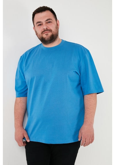 Buratti Pamuklu Regular Fit Büyük Beden Erkek T Shirt 5902365B Mavi