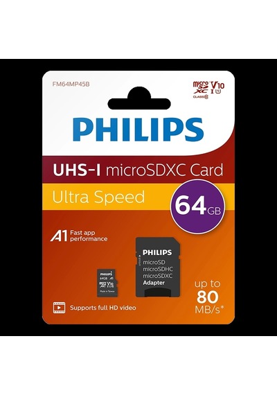 Phılıps 64gb Mıcro Sdxc 80 Mb/s C10 Fm64mp45b/00