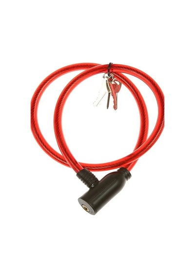 Anahtarlı Bisiklet & Motosiklet Kilidi 11x80 Cm Çelik Tel Bisiklet Bebek Arabası Motor Kilidi Kırmızı