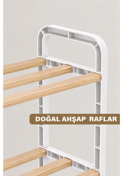 4 Katlı Ahşap Ayakkabılık 50 Cm Ahşap Çubuklu 4 Bölmeli Eko Raf Ünitesi Düzenleyici Ahşap - Beyaz 4 Katlı Ahşap Ayakkabılık 50 Cm Ahşap Çubuklu 4 Bölmeli Eko Raf Ünitesi Düzenleyici Ahşap - Beyaz
