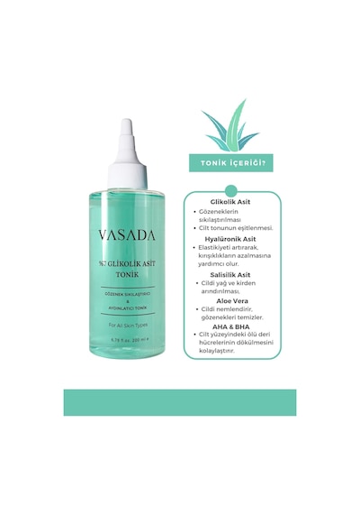 Vasada Gözenek Sıkılaştırıcı ve Aydınlatıcı Glikolik Asit Tonik 200 ML