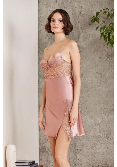 Pierre Cardin 6000 Kadın Dantelli Saten 6'lı Set-brandy Brandy