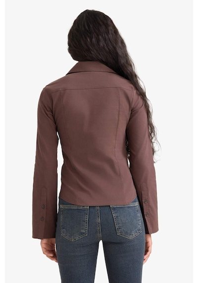 Defacto Fitted Poplin Uzun Kollu Gömlek F9434ax25aubn267 Kahve