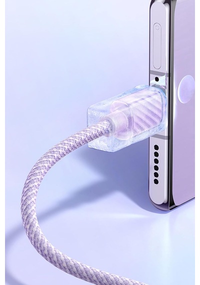 Ca-3672 Crystal Serisi Type-c Type-c 100w Pd Hızlı Şarj Ve Örgü Kablo Mor 1.2m