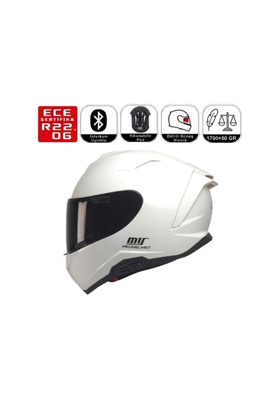 X340 Beyaz Motosiklet Kaskı Spoiler Mod Güneş Vizörlü Full Face Kask