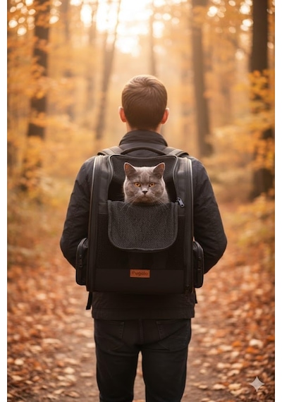 Pugalo Airmove Premium Kedi Köpek Taşıma Çantası, Silinebilir, Yırtılmaz Fileli, Bükülmez Gövde, Sırt Çantas