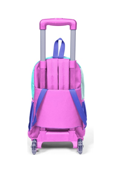 Coral High Kids Turkuaz Pembe Dondurmalı Kedi Desenli Üç Bölmeli Çekçekli Okul Sırt Çantası 23951