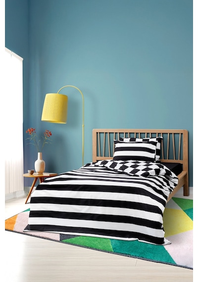 Cozy Home Mono Tek Kişilik Lastikli Çarşaflı Nevresim Takımı Code Siyah Siyah