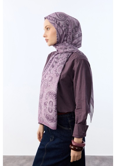 Mirsoy Scarf Mirayze Etnik Desen Şal Mor