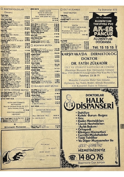 İzmir 1982-1983 Meslek Reklam İlanı Efemera S573  Teşhir Ürün