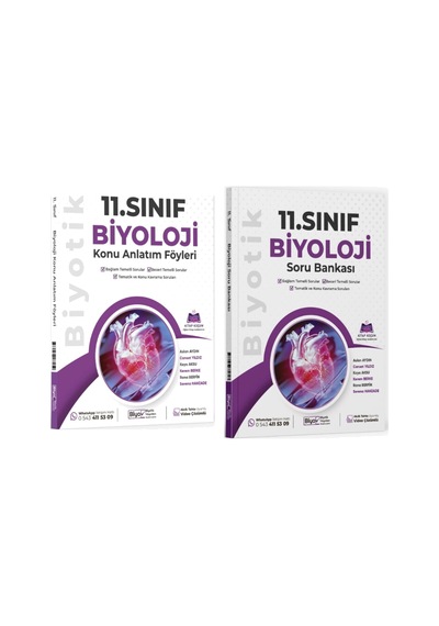 Biyotik Yayınları 11.sınıf Maarif Model Biyoloji Konu Anlatım Föyleri Ve 11.sınıf Maarif Model Biyoloji Soru Bankası Set 2 Kitap