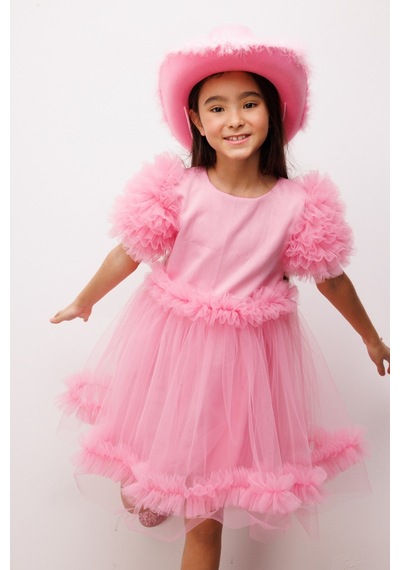 Le Mabelle Pembe Fırfır Detaylı Tül Etekli Kız Çocuk Elbise - Madison Pembe