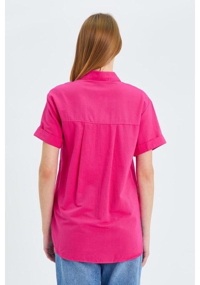 Hiccup Mıxray Cepli Kısa Kollu Gömlek Neon Pembe