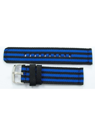 Kumaş Perlon Siyah Mavi 20Mm Spor Saat Kordonu Kayışı Nato