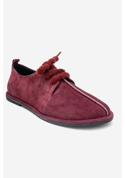 Luvishoes Luvi Shoes Denora Bordo Süet Hakiki Deri Kadın Günlük Ayakkabı Bordo