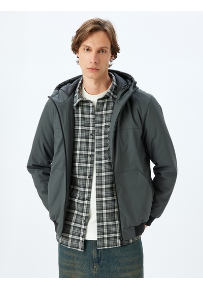 Koton Mevsimlik Ceket Slim Fit Fermuarlı Gri 5wam20067hw Gri