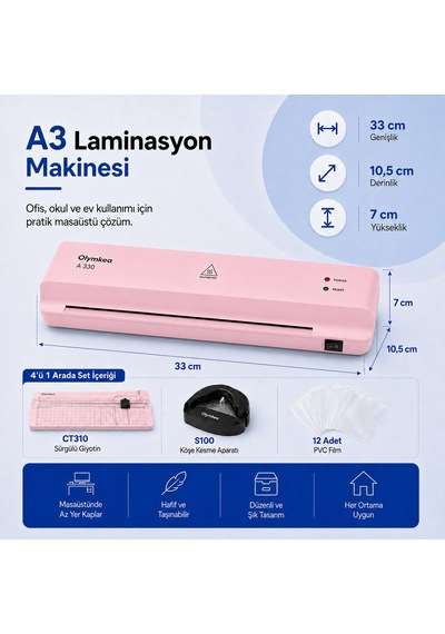 A330s A3 Laminasyon Makinesi 4in1set Ve Hediye 12 Adet Pvc Film