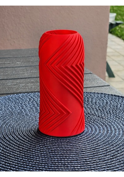 3d Baskı Vector Vazo - Geometrik Çizgili Dekoratif Vazo-kırmızı Çok Renkli