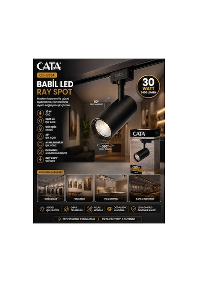 Ct-5334 30w Ray Spot Lamba Siyah Kasa Sarı Işık 3200 K Diğer