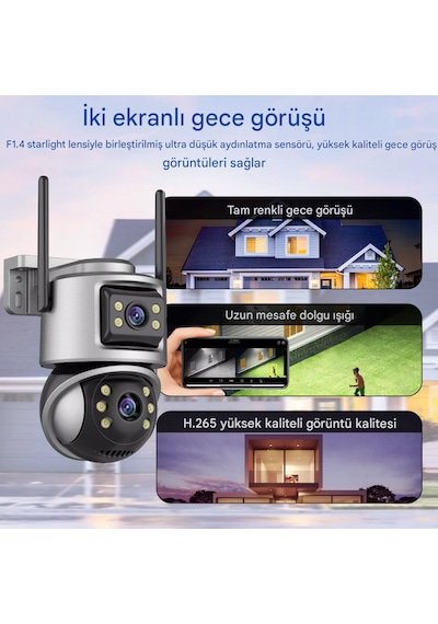 Ip Wıfı Kablosuz Kamera Dış Mekan Cctv Ptz Akıllı Ev Çift Lens