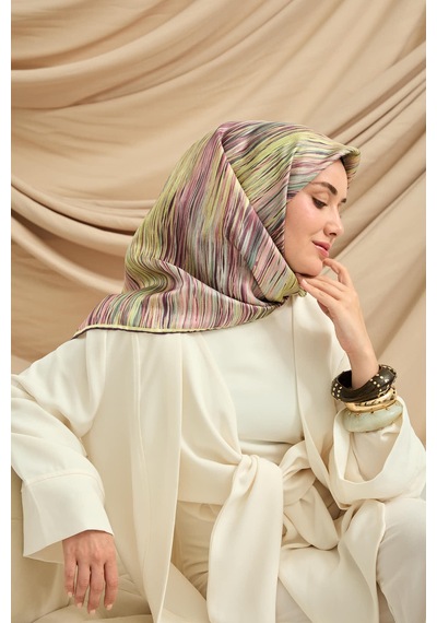 Silk Home Twill İpek Eşarp 11484-14 Butter Yellow, Mor, Pudra, Su Yeşili