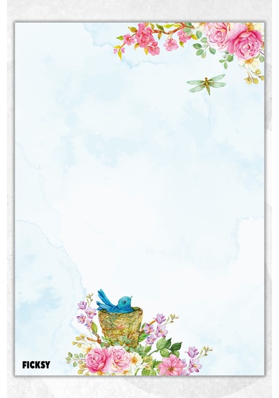 A5 Çiçek Bloknot Çizgisiz Defter - 50 Yaprak - Memopad - Notepad - Not Defteri - Not Kağıdı - 1299 Çok Renkli