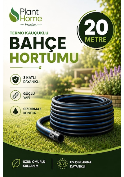 Termo Kauçuklu Bahçe Hortumu 20 Metre 3 Katlı Dayanıklı Su Sulama Ve Araç Yıkama Hortumu Diğer