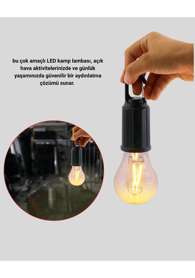 Şarjlı Kancalı Led Lamba, Kamp Balkon Acil Durum Işığı