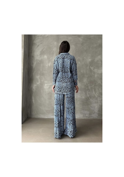 Verymoda Puantiyeli Pantolon F1468 Mavi Puantiyeli