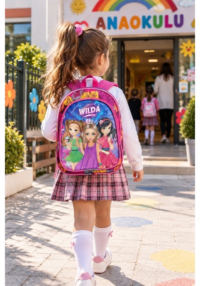 Wilda Girl Anaokulu Okul Çantası Çocuk Sırt Çantası Günlük Okul Kullanımı 30 X 22 X 13 Cm Çok Renkli