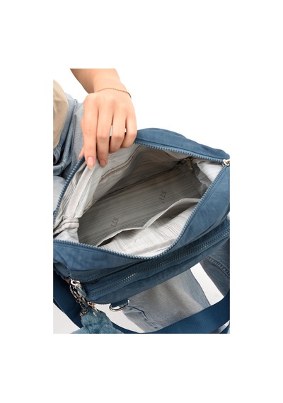 Çapraz Askılı Ultra Hafif Çok Cepli Bayan Omuz Çantası Mavi Model: 571-6d - Mavi