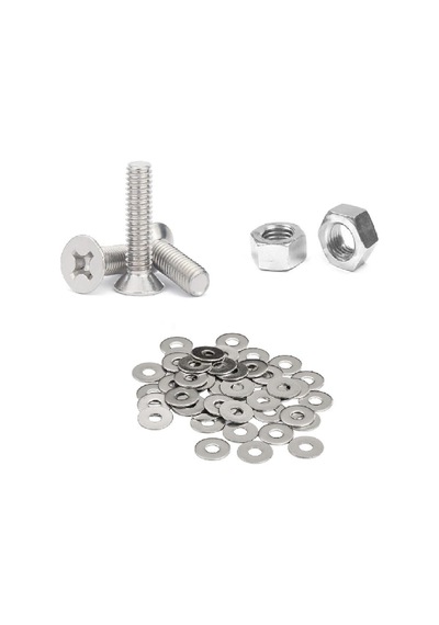 Yıldız Başlı Yhb Vida + Somun + Pul Takım Set Matkap Uçlu Havşa Başlı Metrik Vida Galvaniz Kaplama Montaj Vida Seti 20, M4x30 25 X 4 X 4 Milimetre
