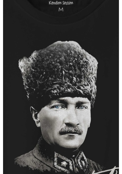 Atatürk Gazi Mustafa Kemal Kalpaklı Baskılı Tişört Unisex T-shirt 001