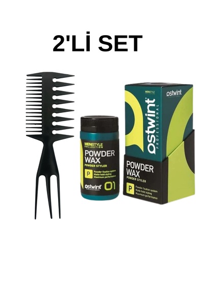 Profesyonel Çatal Şekil Tarağı & Ostwnt Profesyonel Saç Şekillendirici Pudra Wax 20gr Yeşil