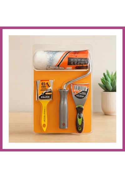 Gees Global 3 Parça Boyacı Seti - Spatula, Kestirme Fırça, 20 Cm Boya Rulo Gbzs