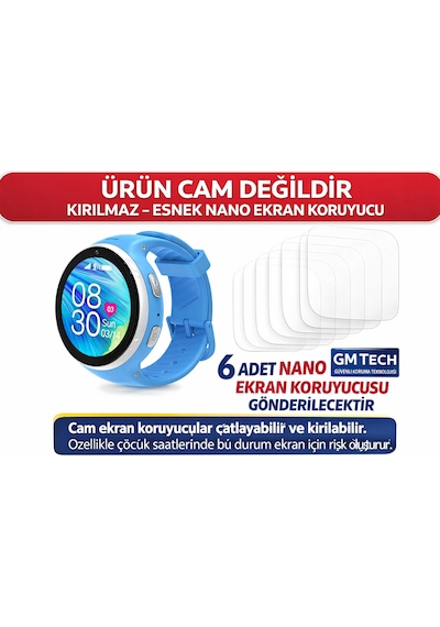 Bilicra Round Çocuk Akıllı Saat Ekran Koruyucu 6 Adet Nano Ekran Koruyucu - Cam Değildir