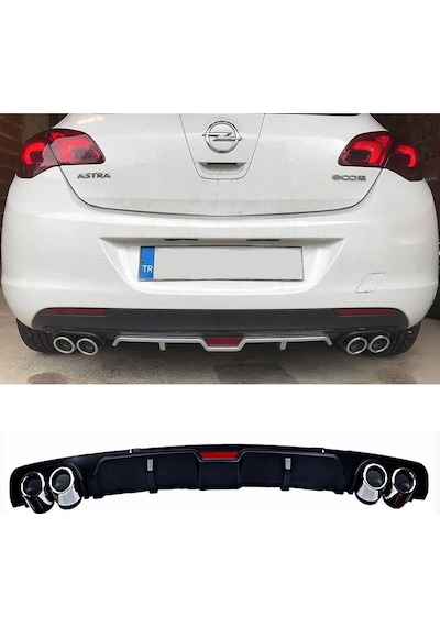 Opel Astra J Hatchback Siyah Difüzör 4 Krom Egzoz Görünümlü Difizör Arka Ek Body Kit