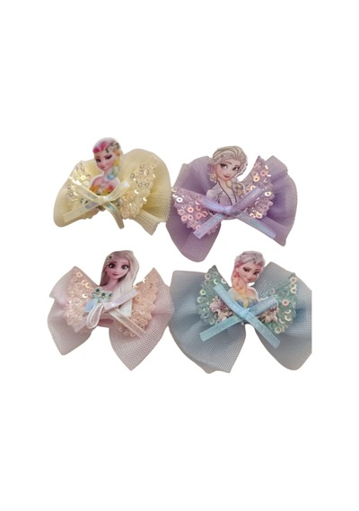 Pullu Kanat Üzeri Elsa Model Karışık Renk Çocuk Pens Toka Çok Renkli
