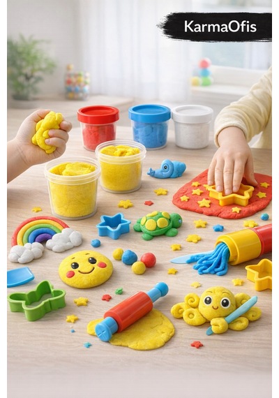 Kidz 2 Li Büyük Boy Oyun Hamuru Seti 8x150 Gr 4 Renkli Çocuk Oyun Hamuru Yumuşak & Yerli Üretim Beyaz