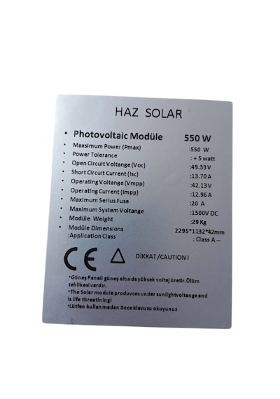 Haz Solar 550w Güneş Paneli B Solar Panel Karavan Kamp Tekne Akü Şarj Bağ Evi Güneş Enerjisi
