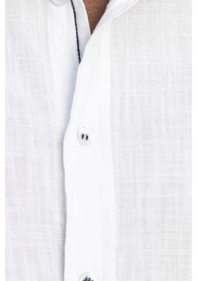 Tudors Slim Fit Uzun Kol Apoletli Keten Düz Erkek Beyaz Gömlek-26931-beyaz Beyaz